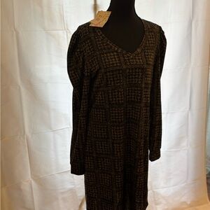 LuLaRoe Ava Black and Brown Long Sleeve Dress